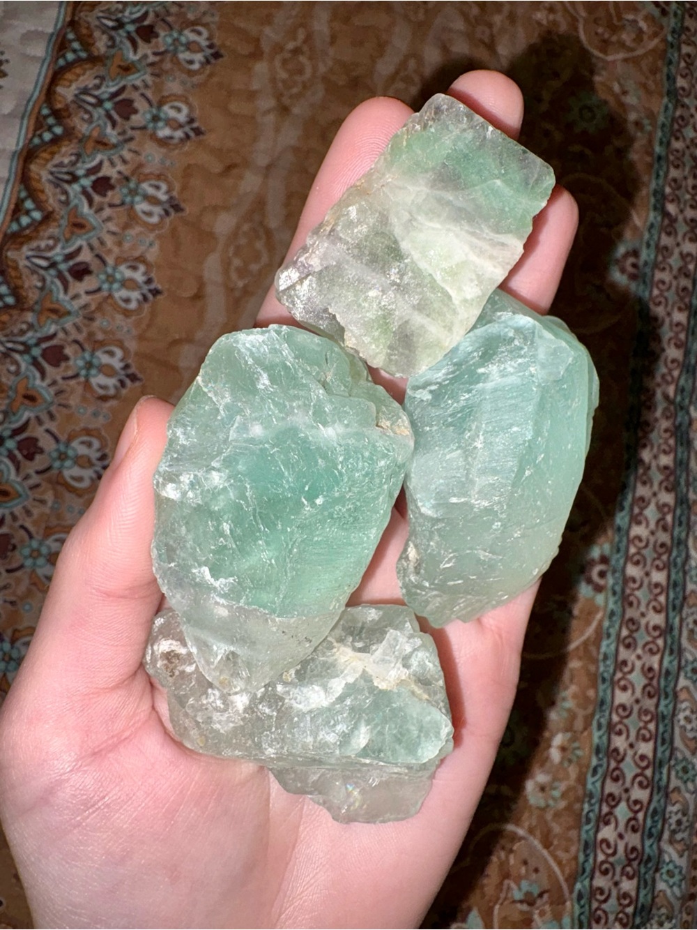 Raw Green Fluorite Crystal Chunks - Light Green